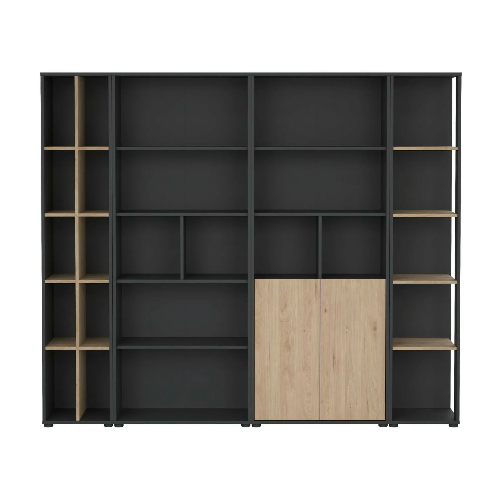 Parete attrezzata Litvjak, 34x241 h205 cm, Rovere e Grigio<Dmora New