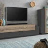 Parete attrezzata Maja, cm 280x45h120, Antracite e Rovere<Dmora Store