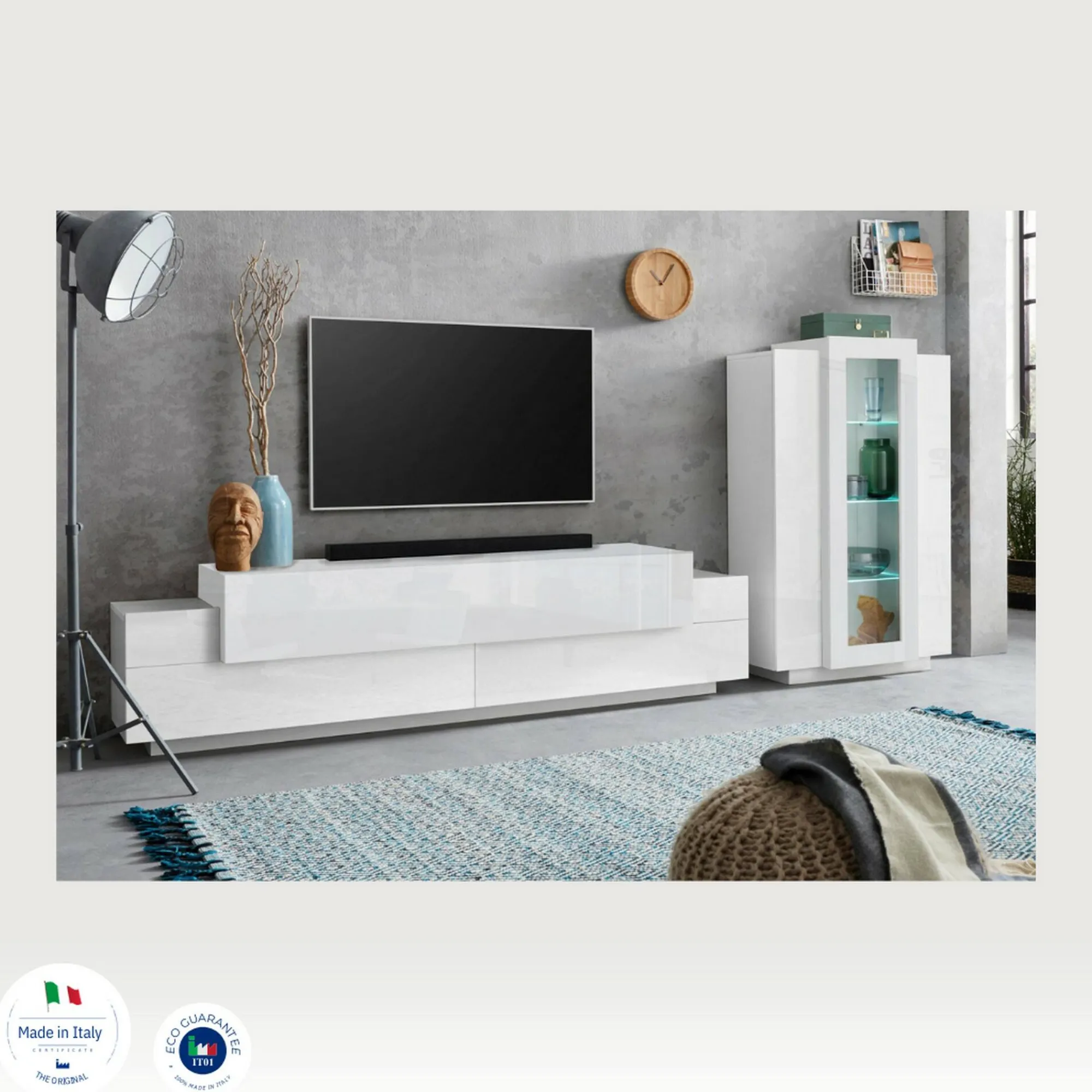 Parete attrezzata Maja, cm 280x45h120,<Dmora Flash Sale