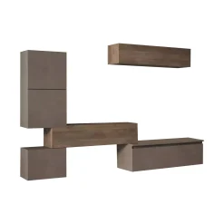 Parete attrezzata Nana, 290x40 h190 cm, Bronzo e Noce<Dmora New