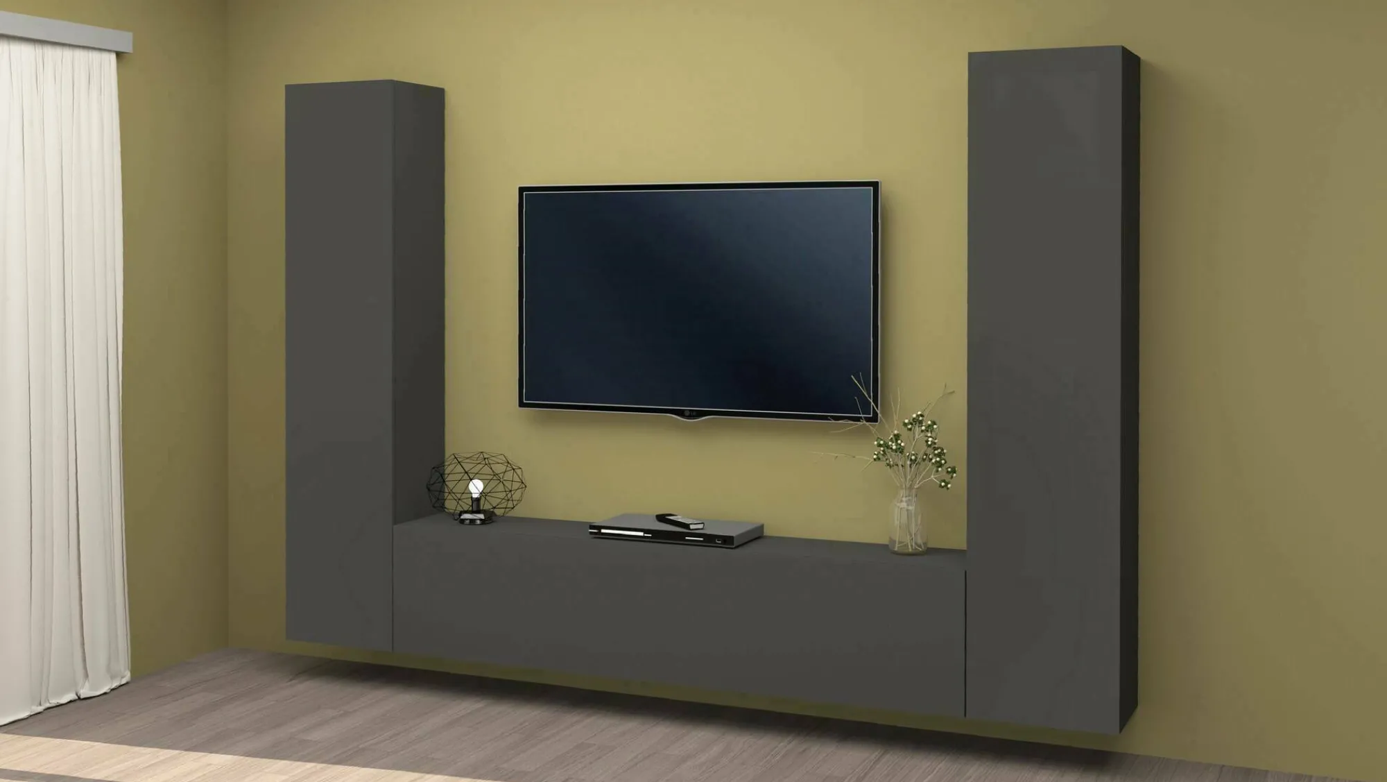 Parete attrezzata Natasha, cm 260x30h180,<Dmora Online