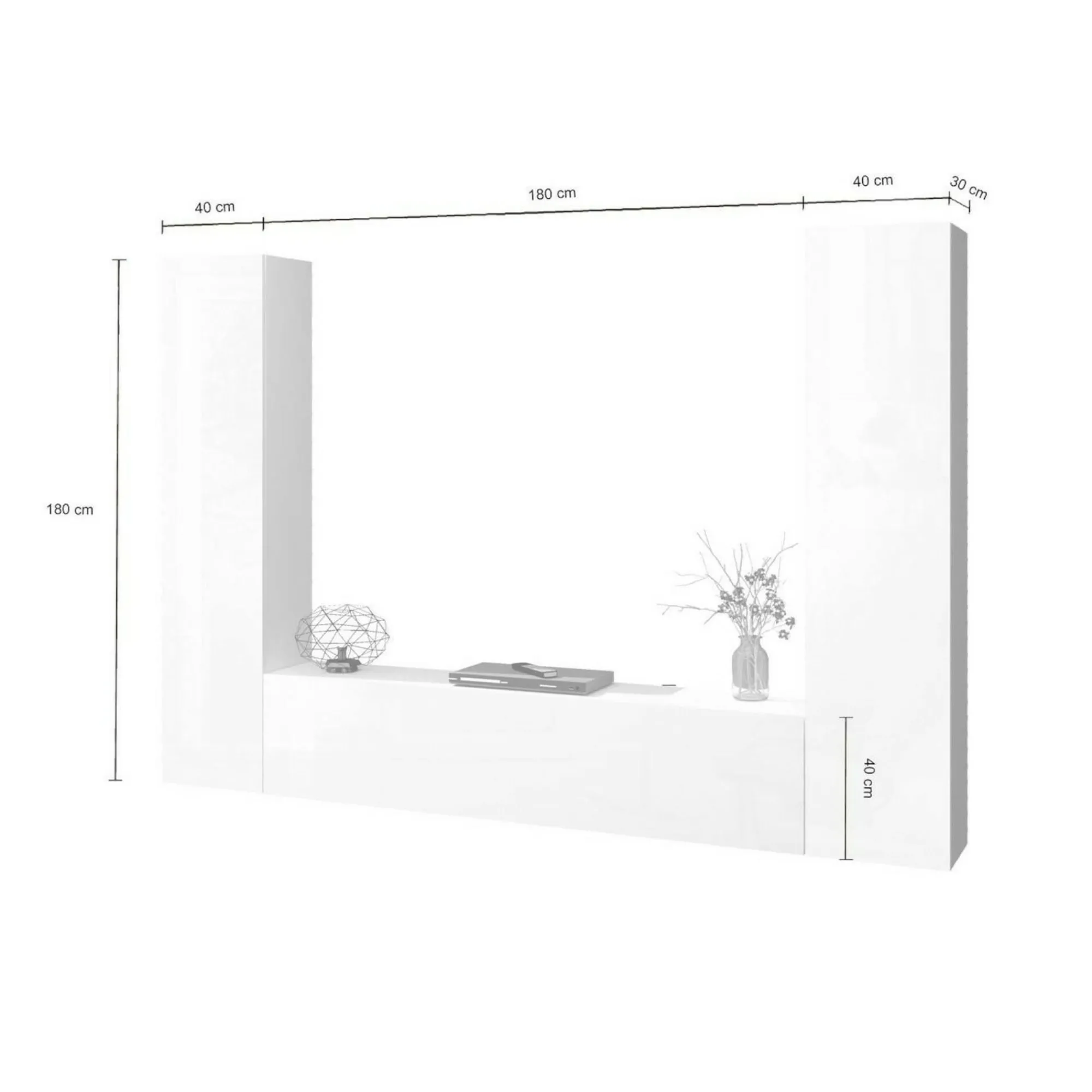 Parete attrezzata Natasha, cm 260x30h180,<Dmora Flash Sale