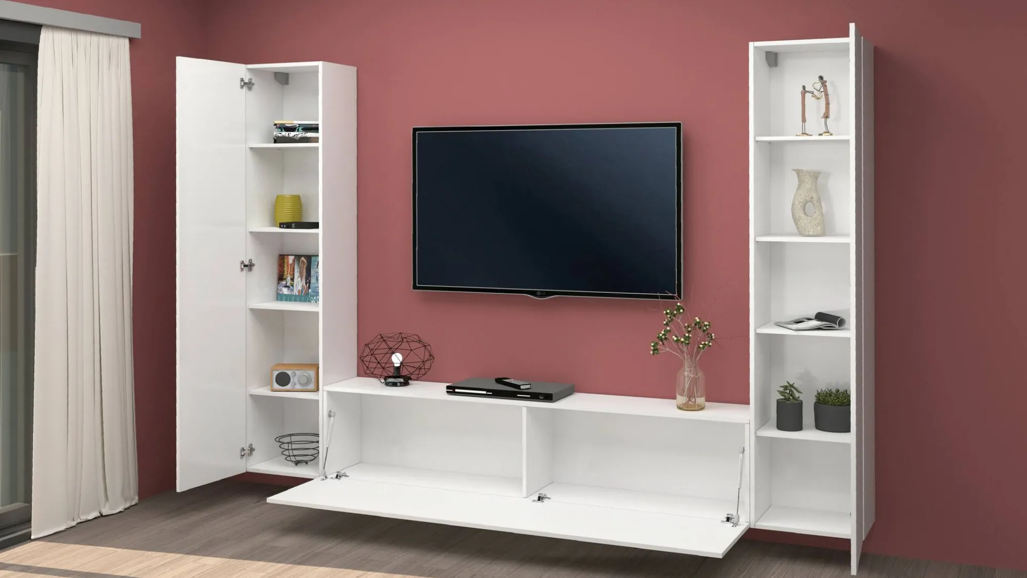 Parete attrezzata Natasha, cm 260x30h180,<Dmora Flash Sale