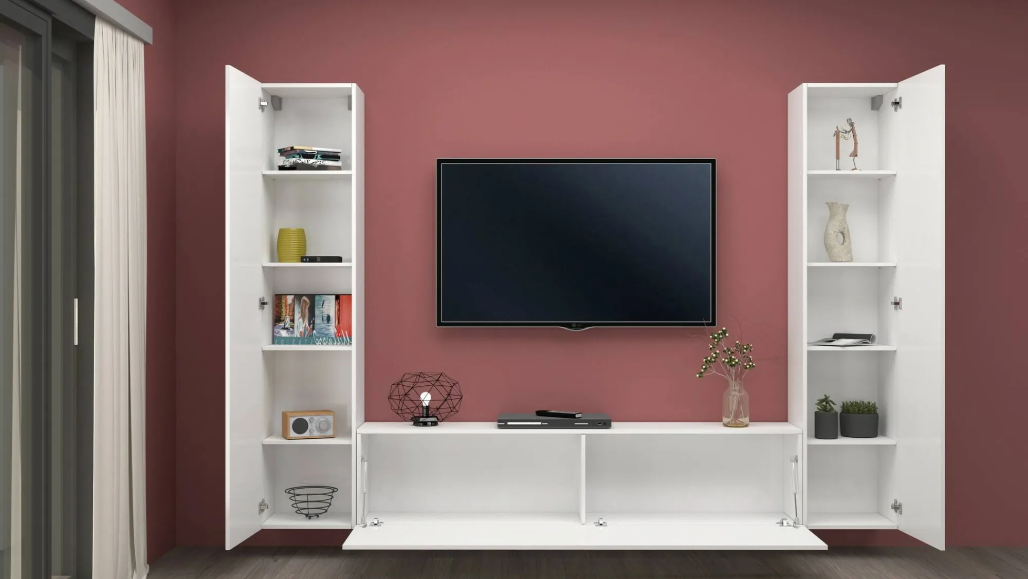 Parete attrezzata Natasha, cm 260x30h180,<Dmora Flash Sale