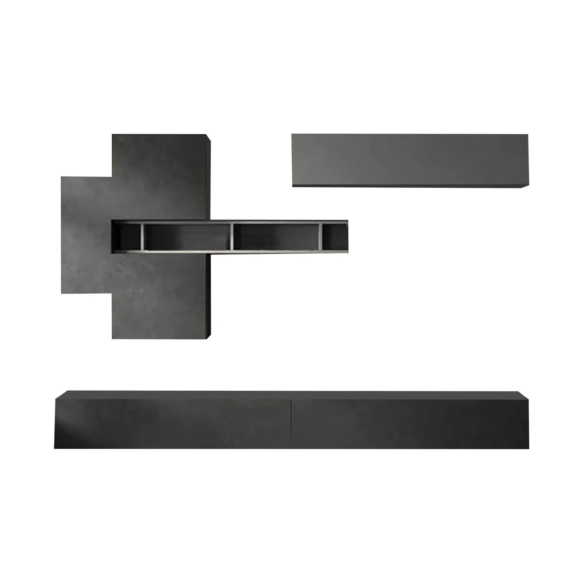 Parete attrezzata Nate, 276x30 h210 cm, Ardesia e Grigio scuro<Dmora Cheap