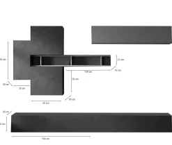 Parete attrezzata Nate, 276x30 h210 cm, Ardesia e Grigio scuro<Dmora Cheap