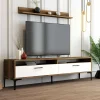 Parete attrezzata Oho, 180x35h47 cm, Noce e Bianco<Dmora Clearance