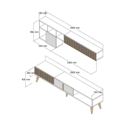 Parete attrezzata Ostro, 180x35h40 cm, Noce e Antracite<Dmora Discount