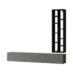 Parete attrezzata Sardegna, 175x27 h25 cm, Argento e Nero<Dmora Cheap