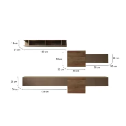 Parete attrezzata Tony, 262x30 h185 cm, Bronzo e Noce<Dmora Flash Sale