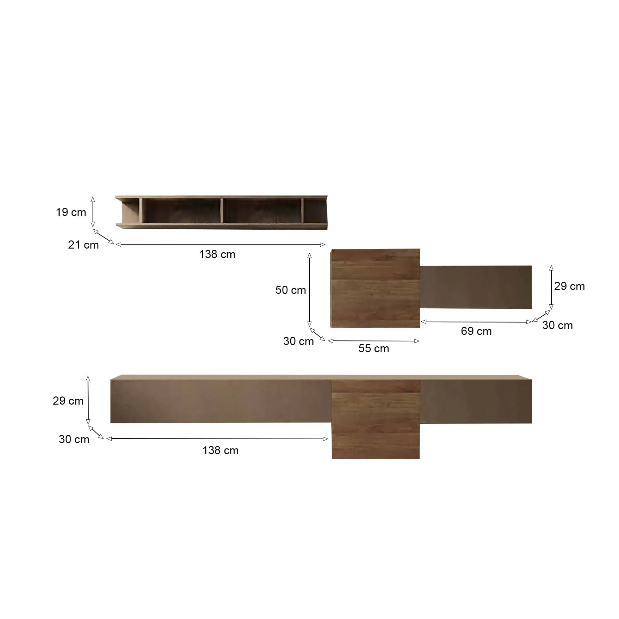 Parete attrezzata Tony, 262x30 h185 cm, Bronzo e Noce<Dmora Flash Sale