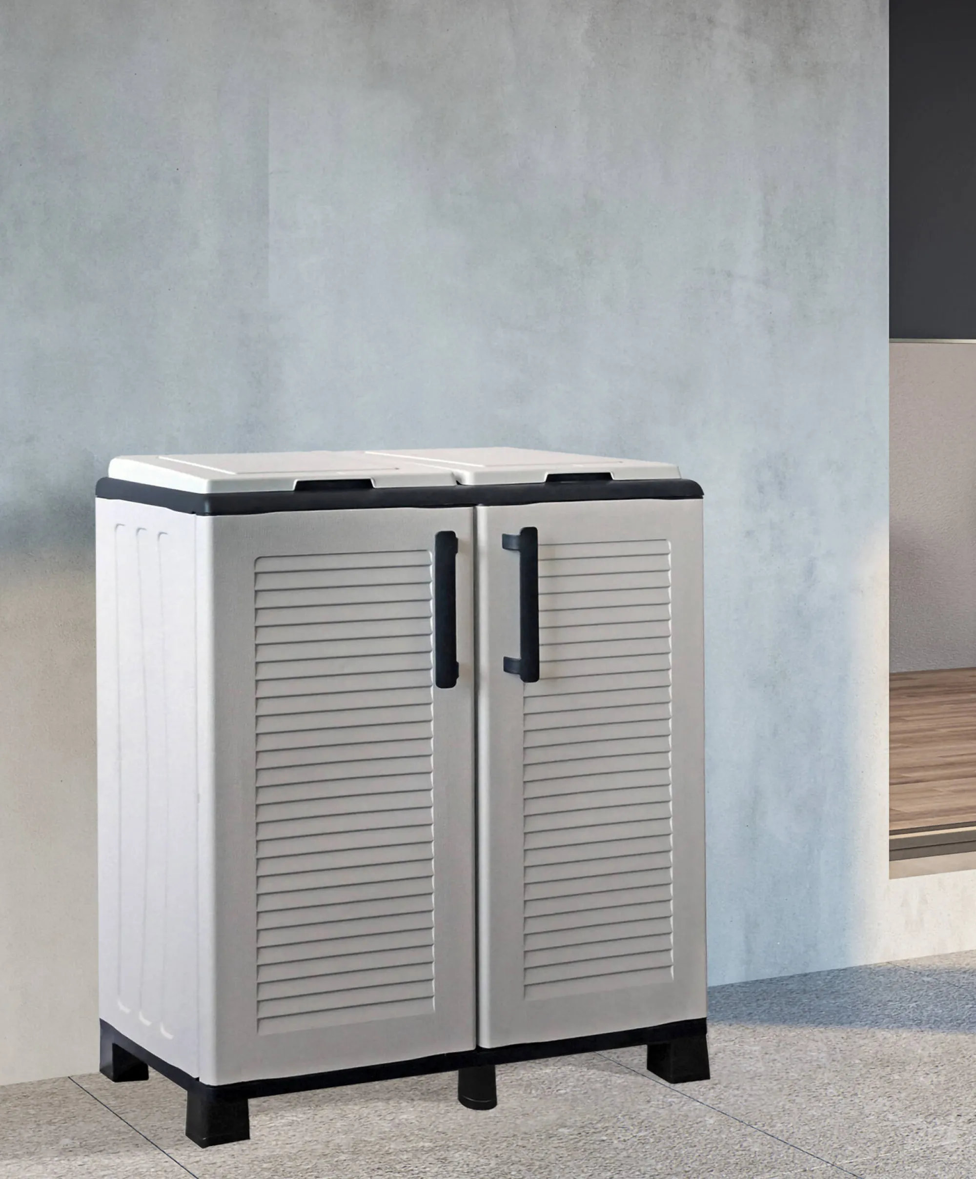 Pattumiera Alistar, Grigio chiaro e Nero, Finitura righe<Dmora Cheap