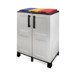 Pattumiera Anthea, 68x37h90 cm, Grigio chiaro e Multicolore a 2 ante<Dmora Store