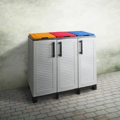 Pattumiera Apix, 102x37h90 cm, Grigio chiaro e Multicolore<Dmora Best