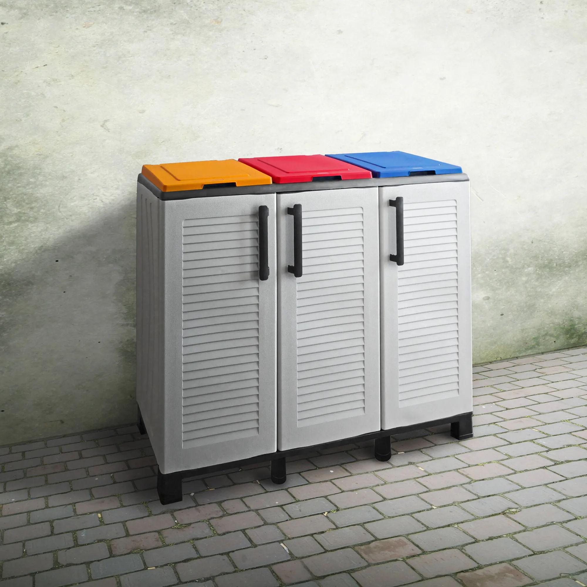 Pattumiera Apix, 102x37h90 cm, Grigio chiaro e Multicolore<Dmora Best