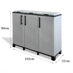 Pattumiera Apix, 102x37h90 cm, Grigio chiaro e Nero<Dmora Discount