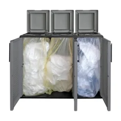 Pattumiera Daffaticat, Grigio e Nero, Finitura righe<Dmora Shop