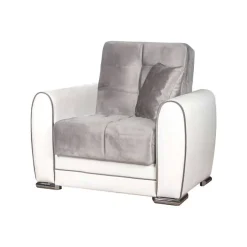 Poltrona Attiluccio, 97x84h91 cm, Bianco e Grigio Chiaro<Dmora Cheap