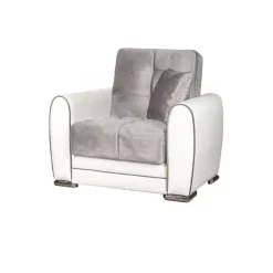 Poltrona Attiluccio, 97x84h91 cm, Bianco e Grigio Chiaro<Dmora Cheap