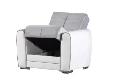 Poltrona Attiluccio, 97x84h91 cm, Bianco e Grigio Chiaro<Dmora Cheap