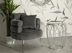 Poltrona Castagna, 78x68 h85 cm, Grigio e Argento<Dmora Best