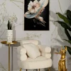 Poltrona Castagna, 78x68 h85 cm, Bianco e Oro<Dmora Cheap