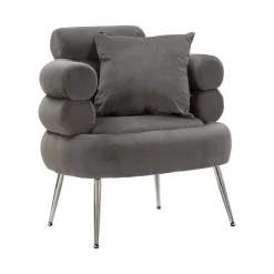 Poltrona Castagna, 78x68 h85 cm, Grigio e Argento<Dmora Best