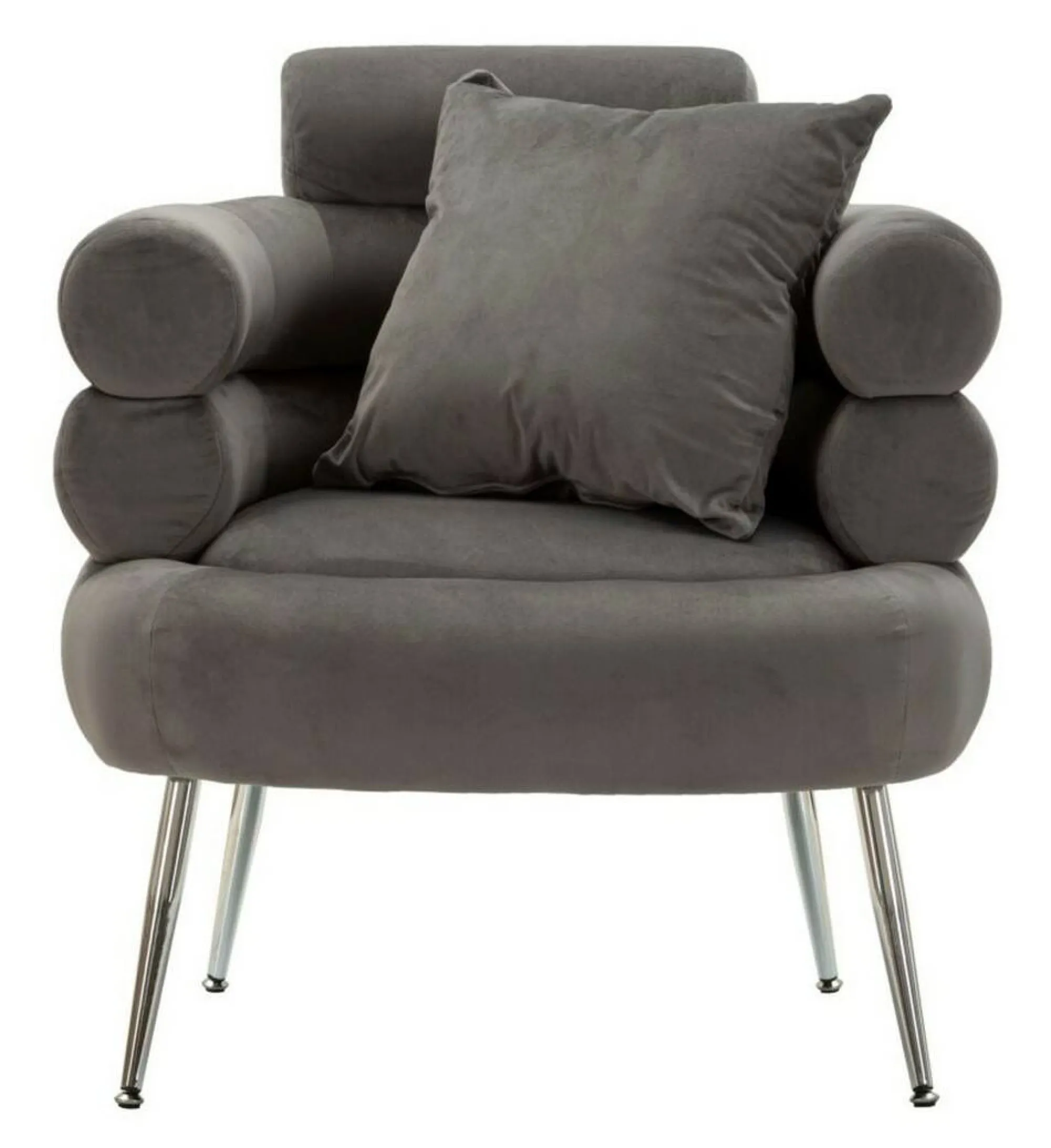 Poltrona Castagna, 78x68 h85 cm, Grigio e Argento<Dmora Best