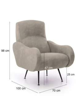 Poltrona Dromondin, 70x100 h98 cm,<Dmora Cheap