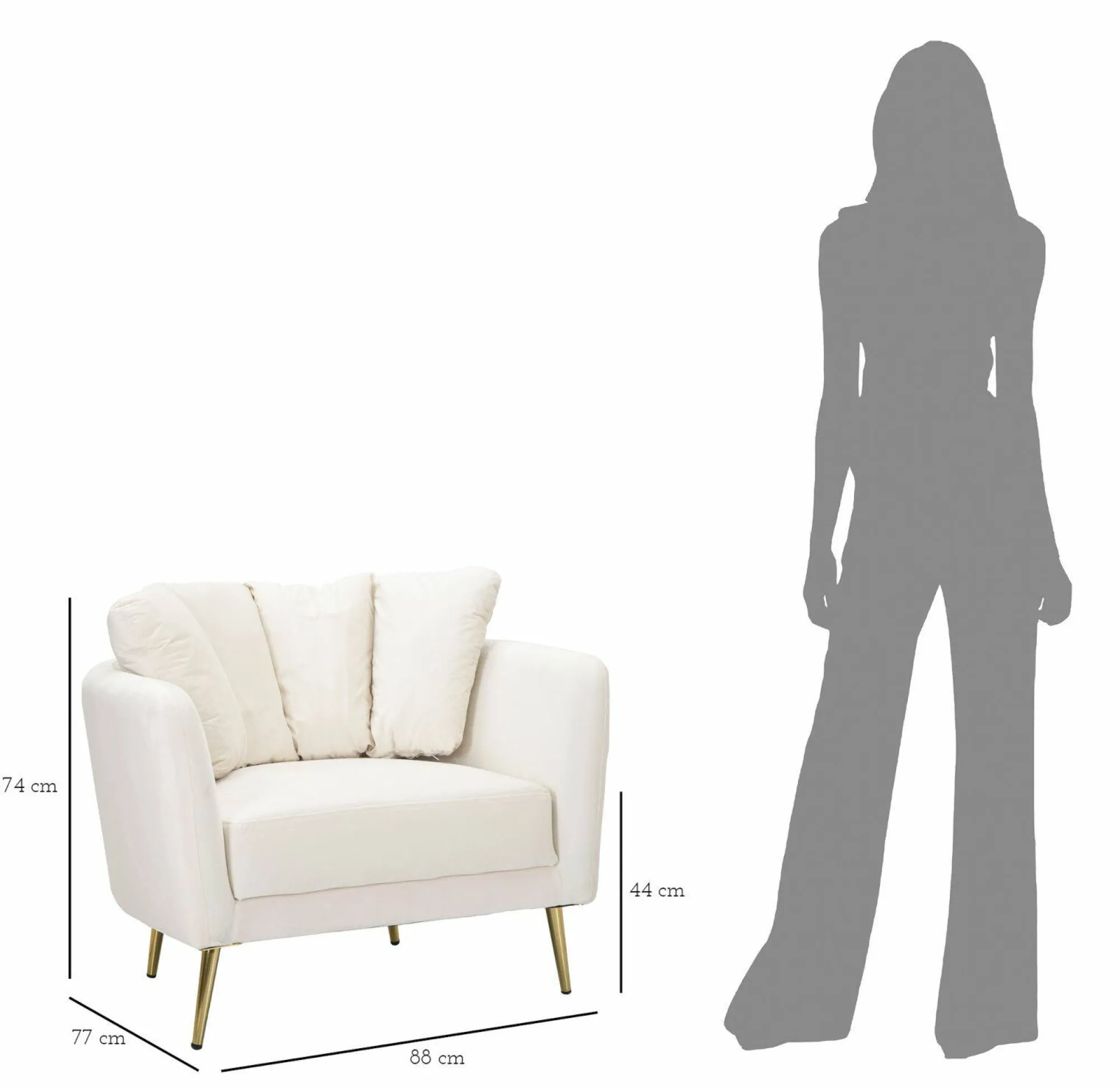 Poltrona Foster, 88x77 h74 cm, Crema e Oro<Dmora Best