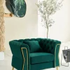 Poltrona Gabbiano, 104x83 h76 cm, Verde e Oro<Dmora Fashion