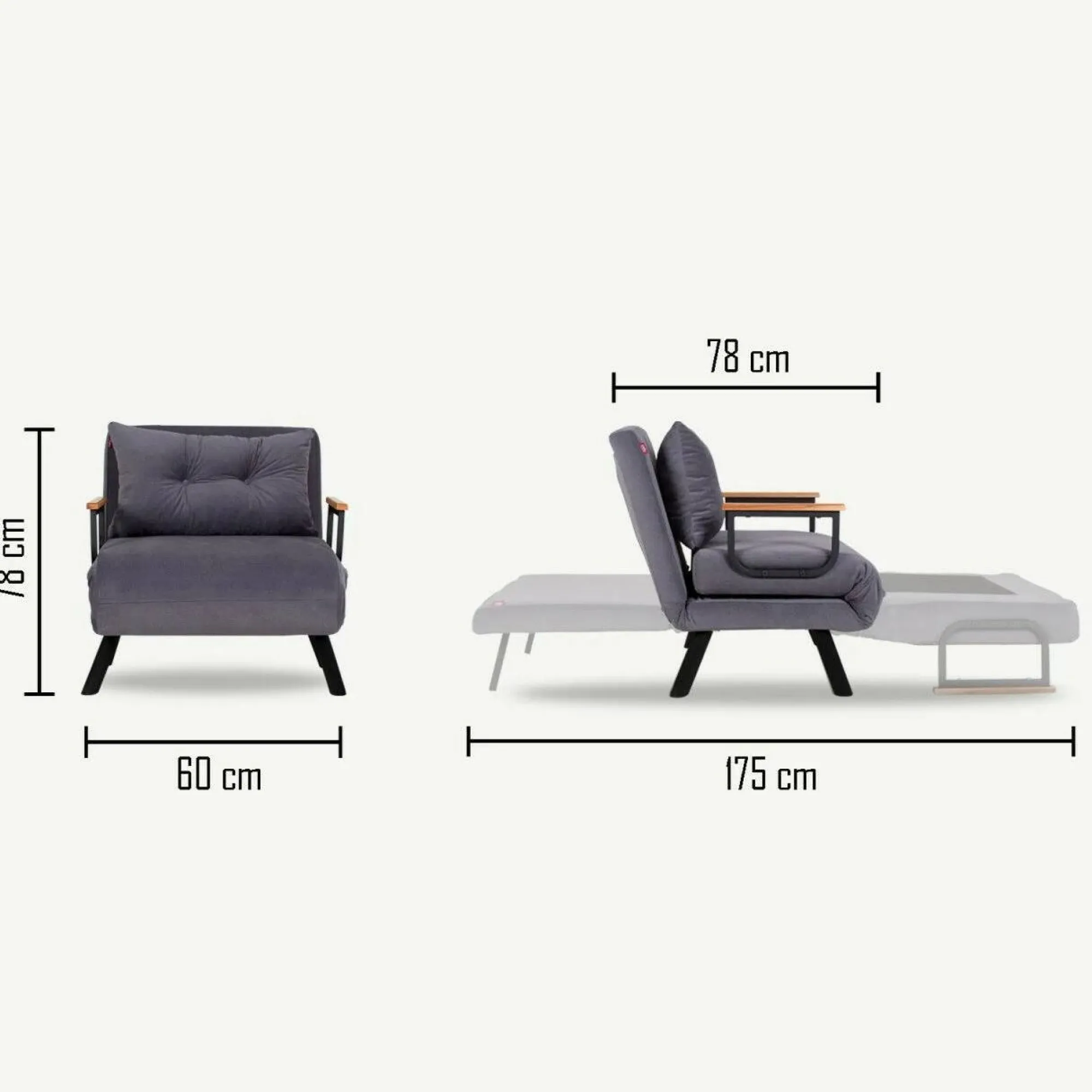 Poltrona Keoni 60x78 h78 cm,<Dmora Store