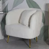Poltrona Landi, 73x66 h78 cm, Bianco e Oro<Dmora Clearance
