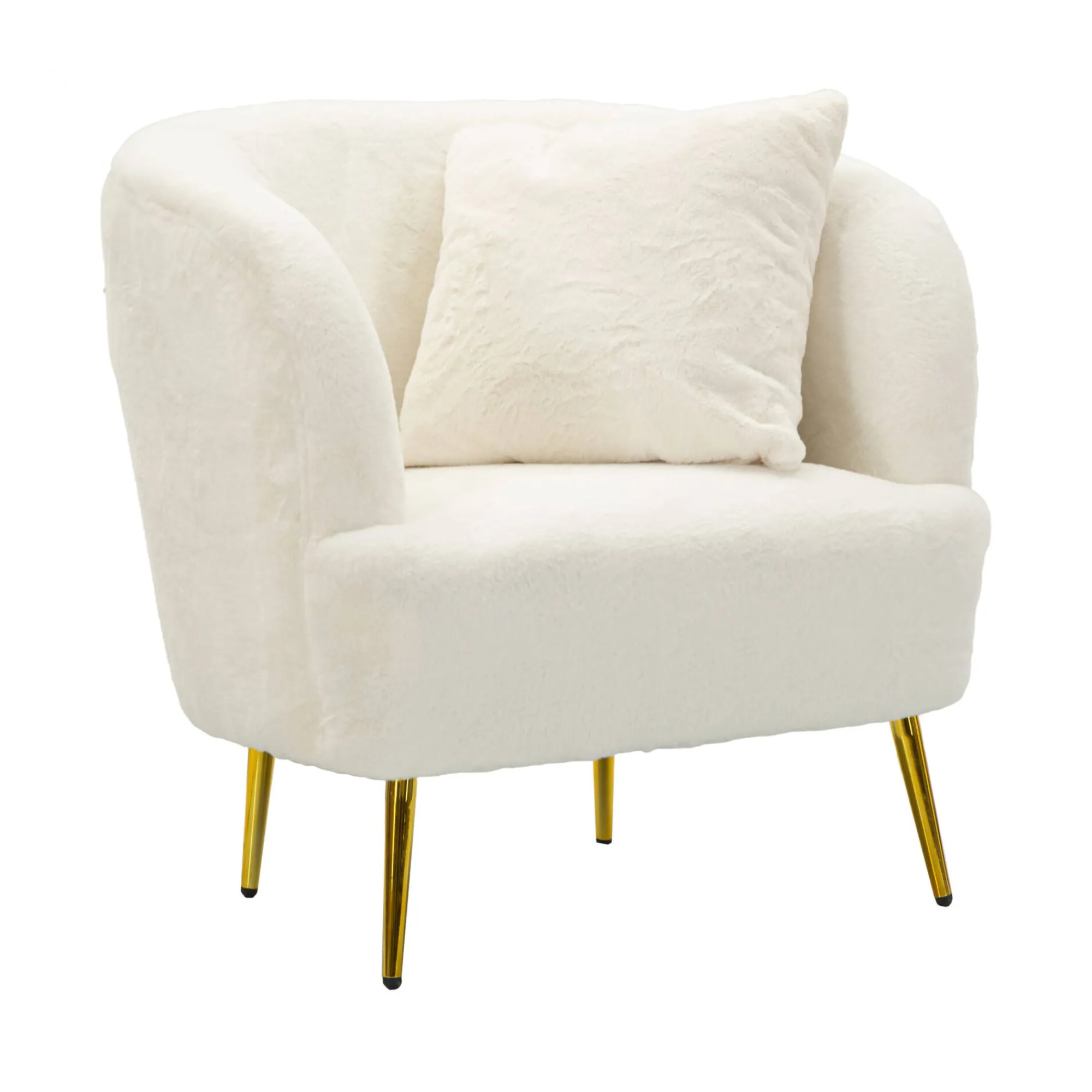Poltrona Landi, 73x66 h78 cm, Bianco e Oro<Dmora Clearance