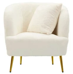 Poltrona Landi, 73x66 h78 cm, Bianco e Oro<Dmora Clearance