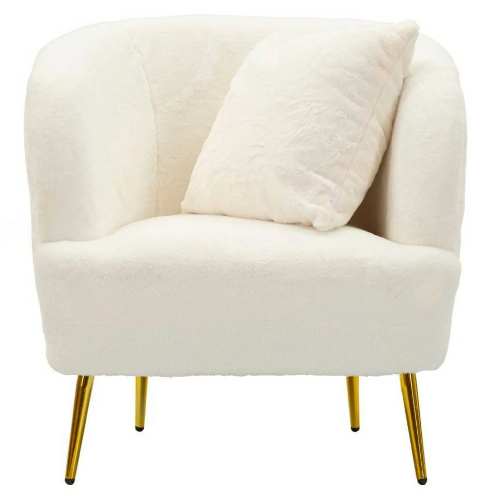 Poltrona Landi, 73x66 h78 cm, Bianco e Oro<Dmora Clearance