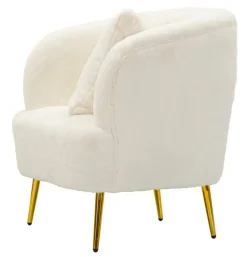 Poltrona Landi, 73x66 h78 cm, Bianco e Oro<Dmora Clearance
