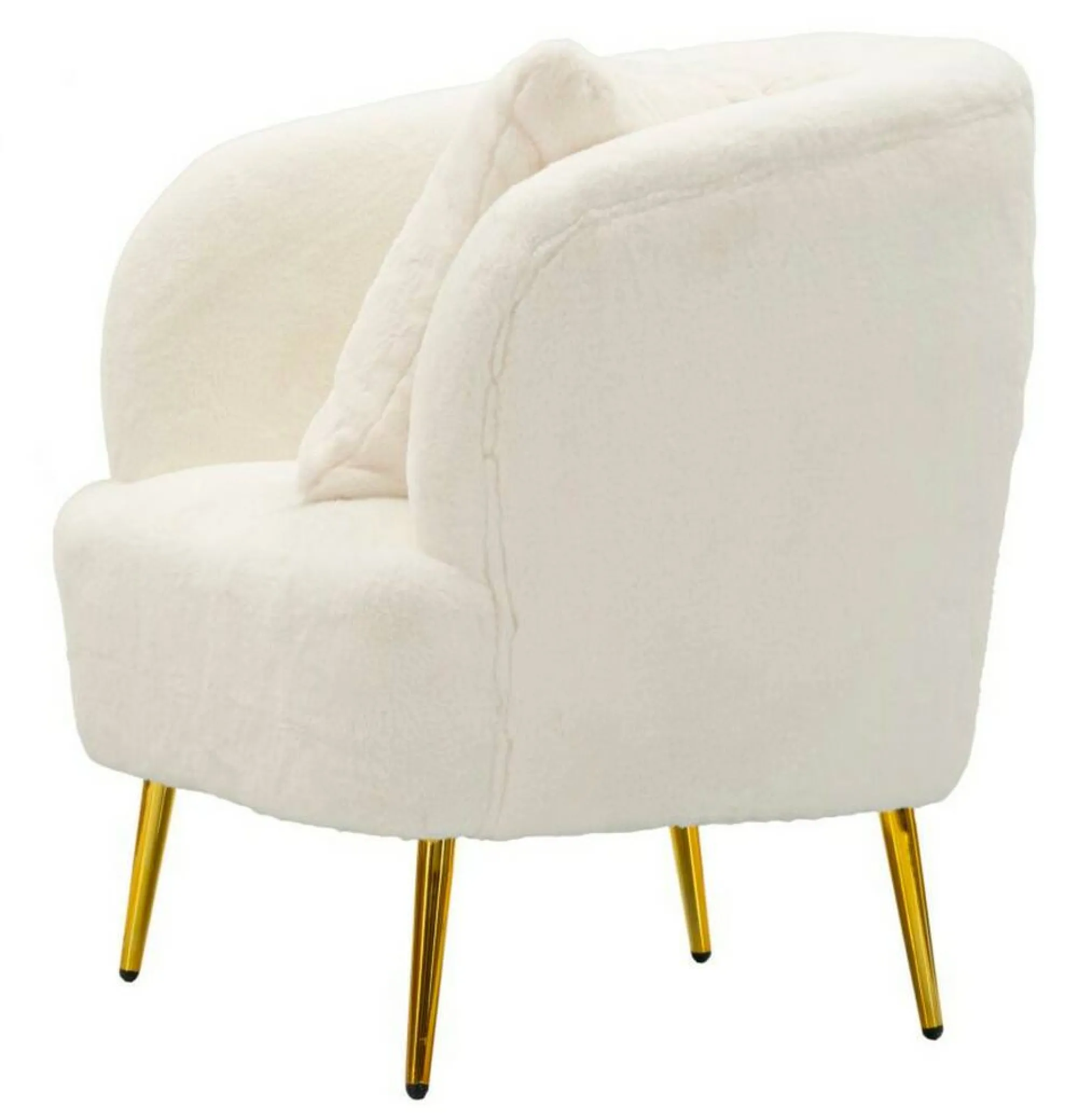 Poltrona Landi, 73x66 h78 cm, Bianco e Oro<Dmora Clearance