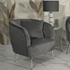 Poltrona Landi, 73x66 h78 cm, Grigio e Argento<Dmora Flash Sale