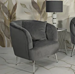 Poltrona Landi, 73x66 h78 cm, Grigio e Argento<Dmora Flash Sale