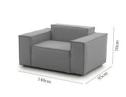 Poltrona Leonia, Cm 140x95h70,<Dmora Outlet