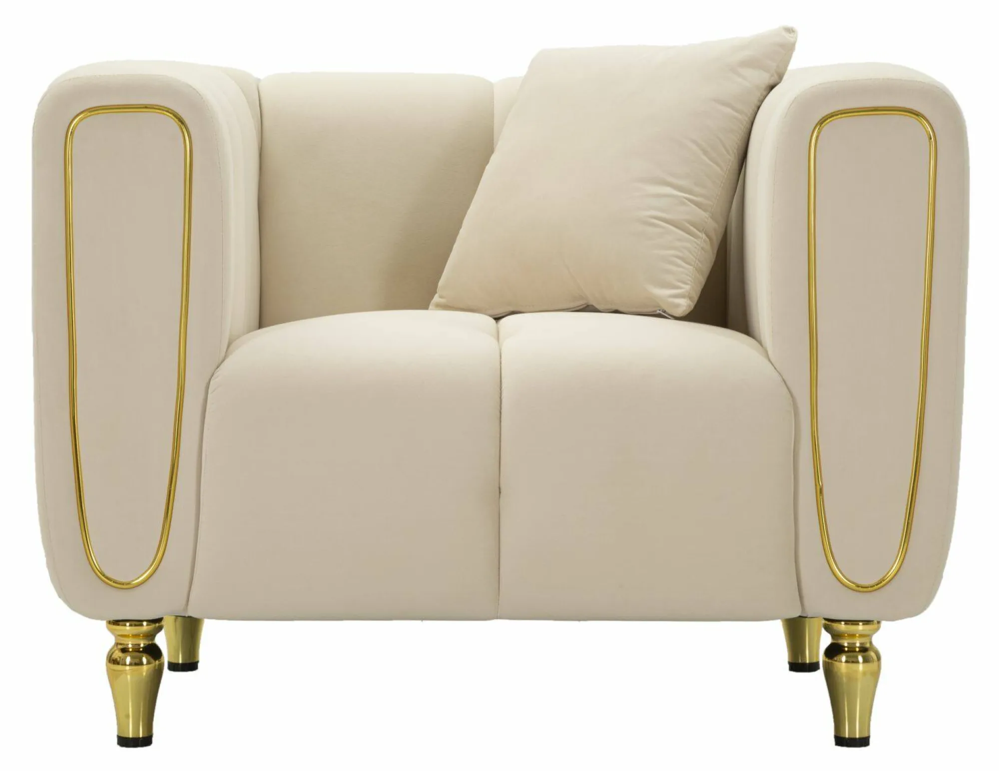 Poltrona Madama, 81x97 h71 cm, Crema e Oro<Dmora Online