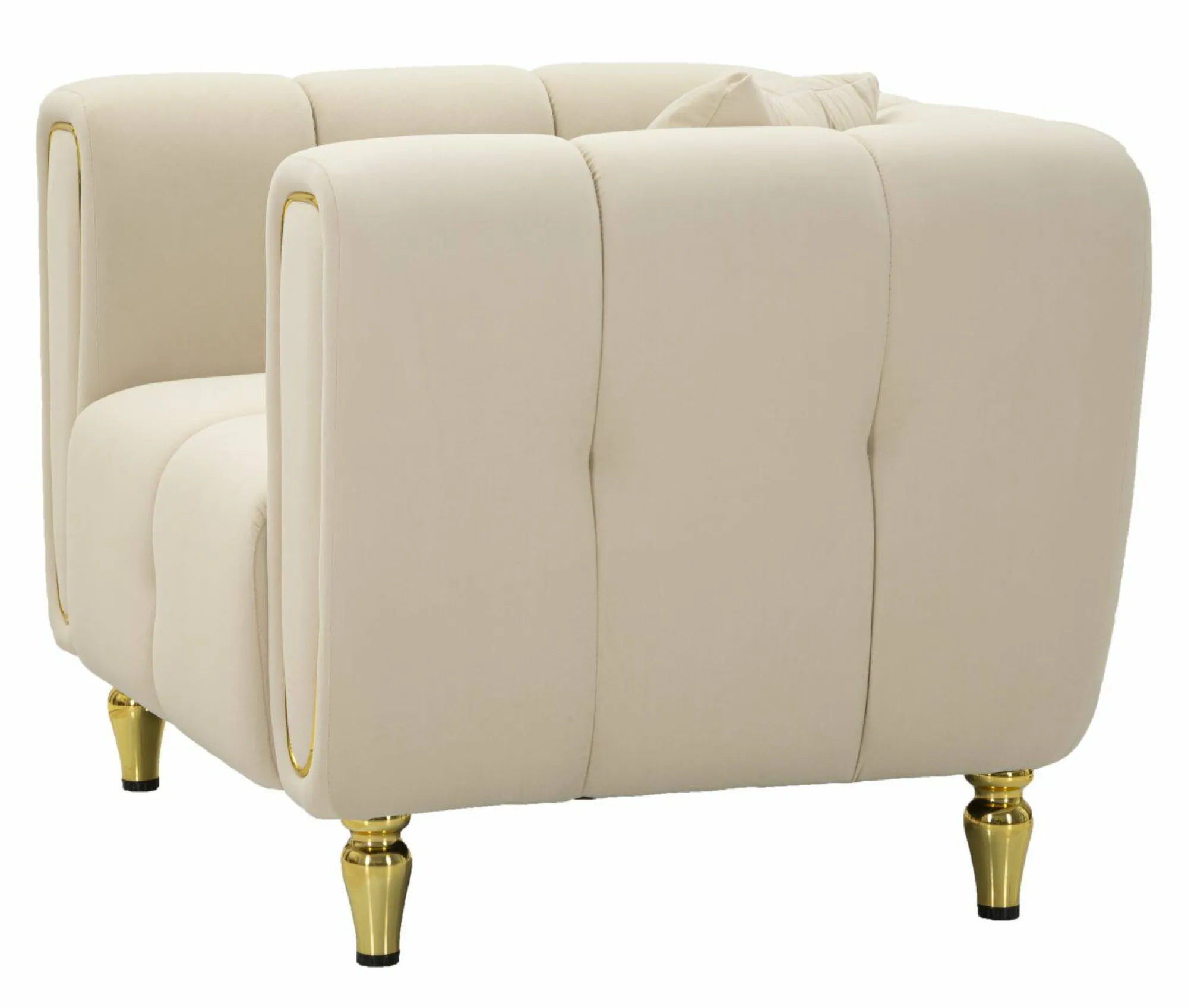 Poltrona Madama, 81x97 h71 cm, Crema e Oro<Dmora Online