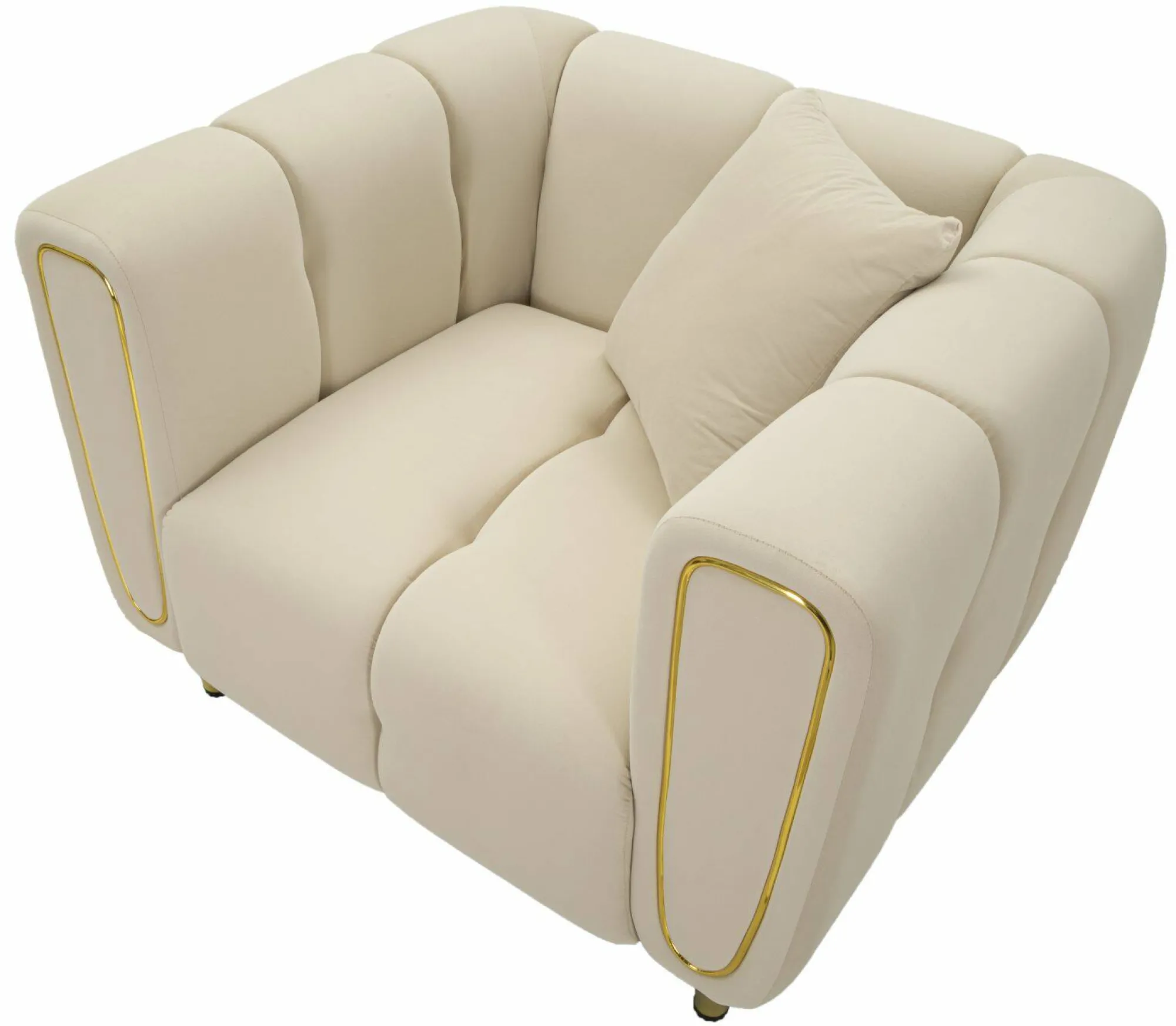 Poltrona Madama, 81x97 h71 cm, Crema e Oro<Dmora Online