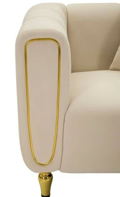 Poltrona Madama, 81x97 h71 cm, Crema e Oro<Dmora Online