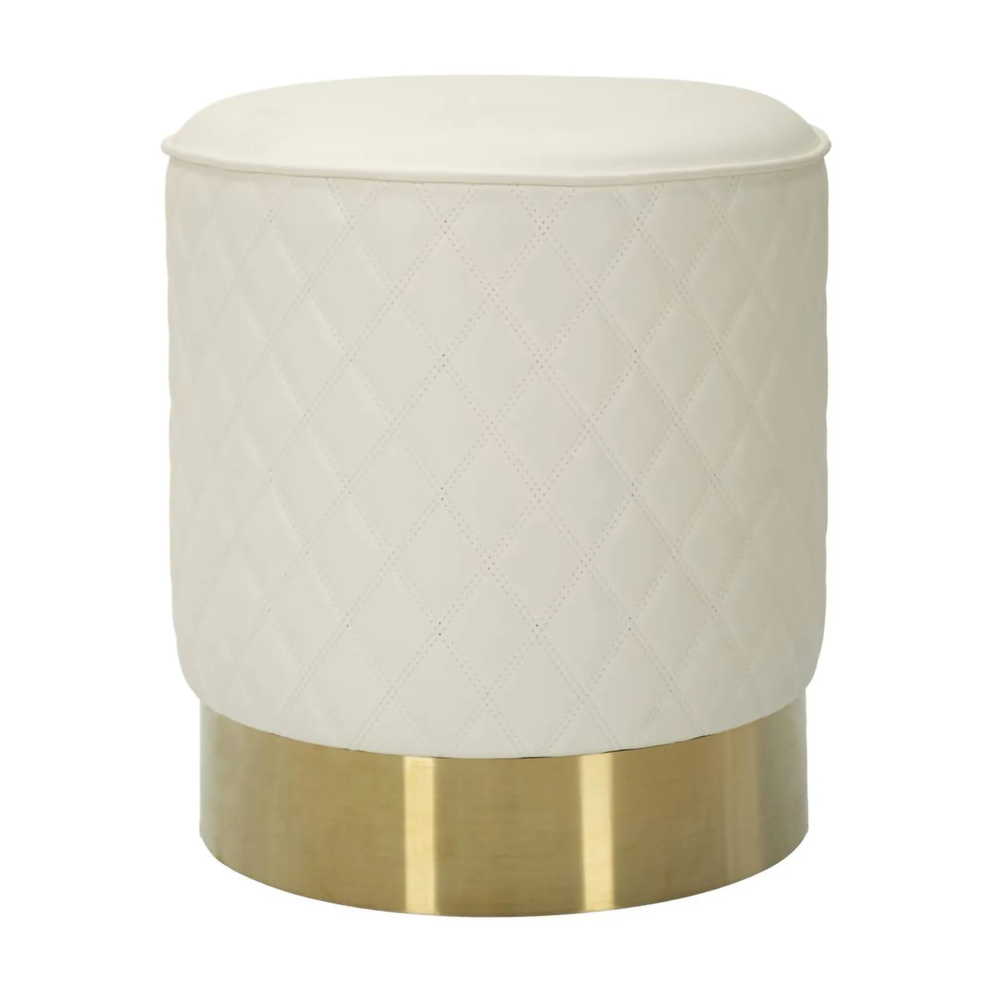 Pouf Erro, 36x36 h39 cm, Bianco e Oro<Dmora Flash Sale