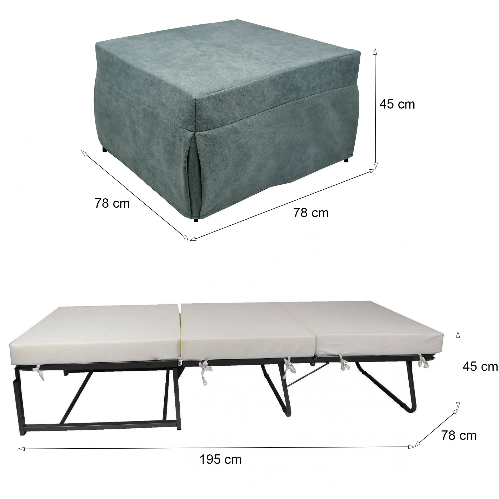 Pouf letto Arno, 78x78 h45 cm,<Dmora Hot