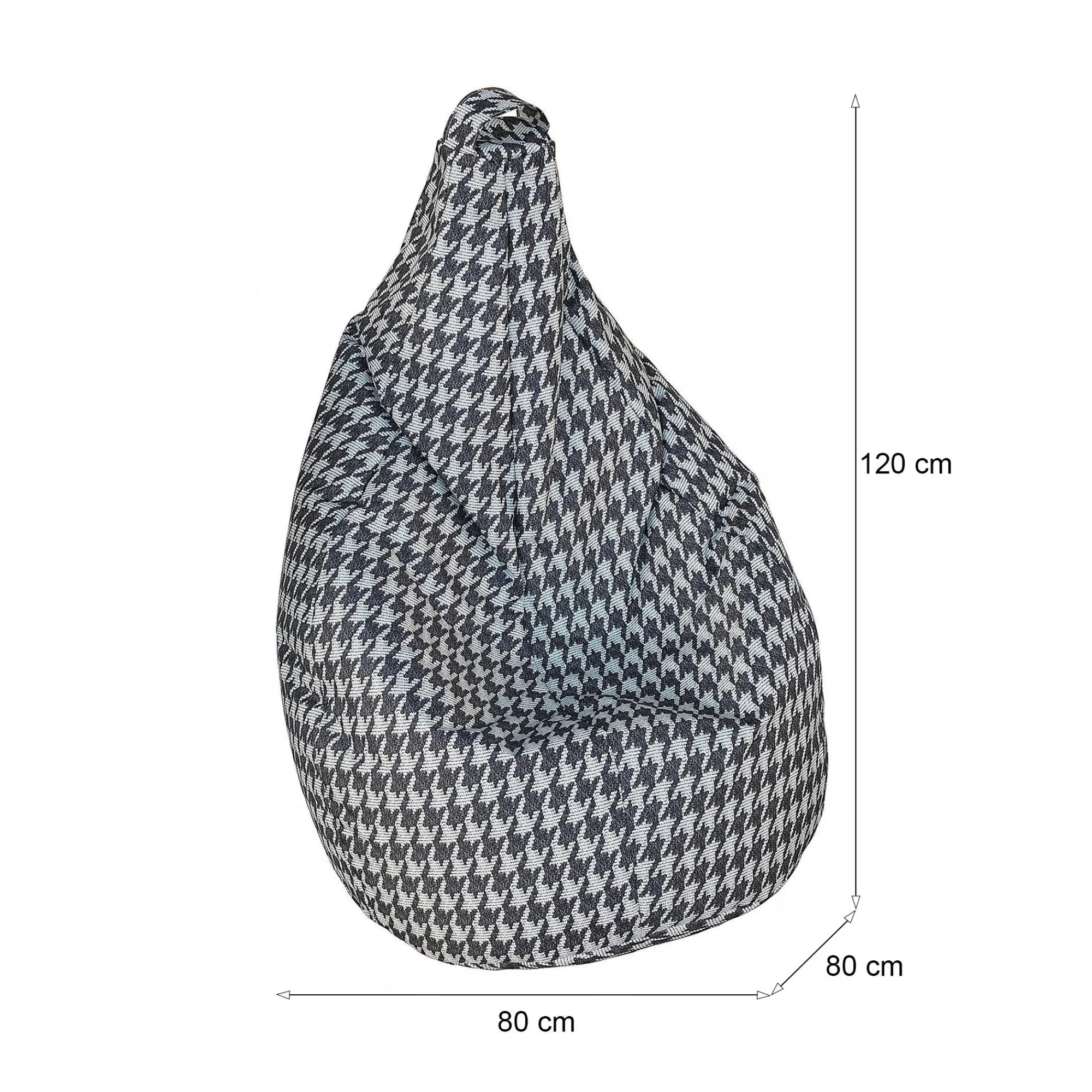Pouf Maristella, 80x80 h120 cm, Nero e Bianco, Pied de poule grande<Dmora New