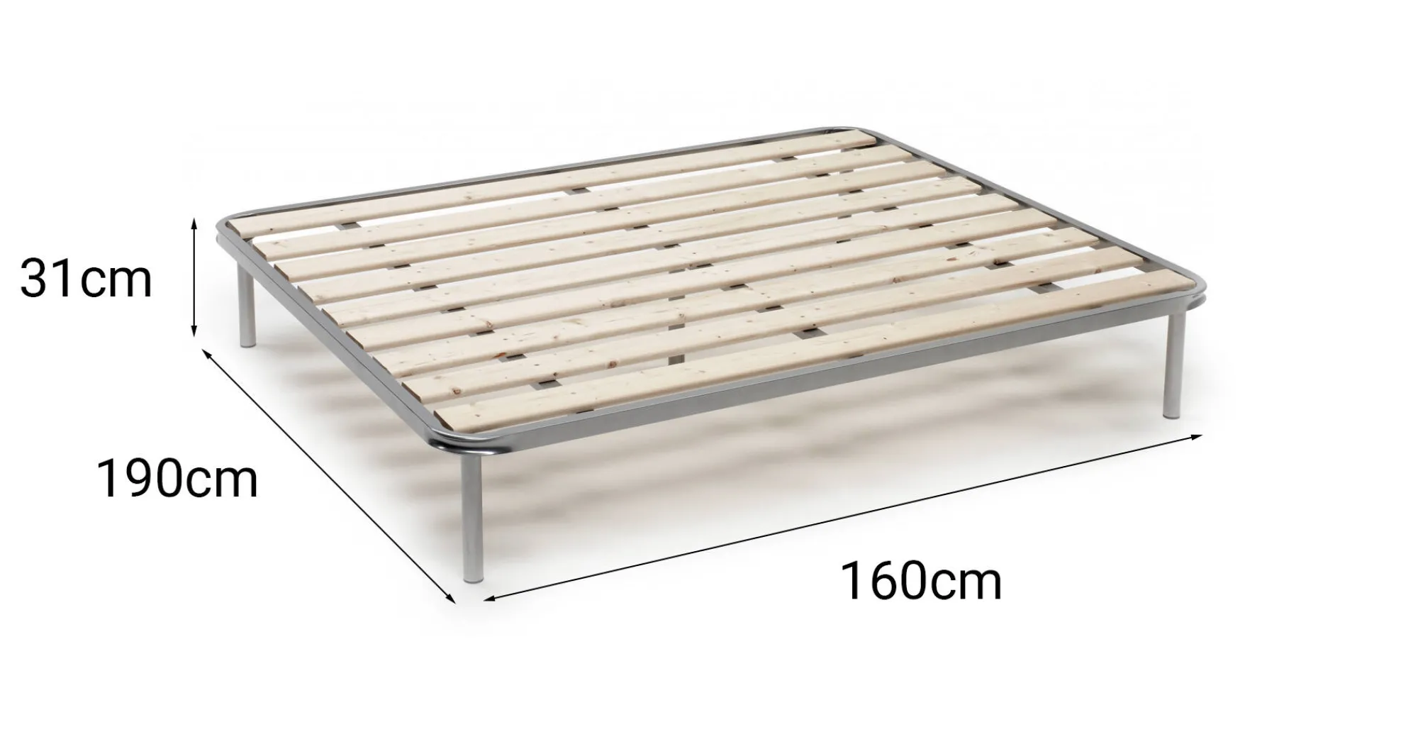 Rete letto matrimoniale Aleck, 100% Made in Italy, Cm 160x190h 31<Dmora Cheap