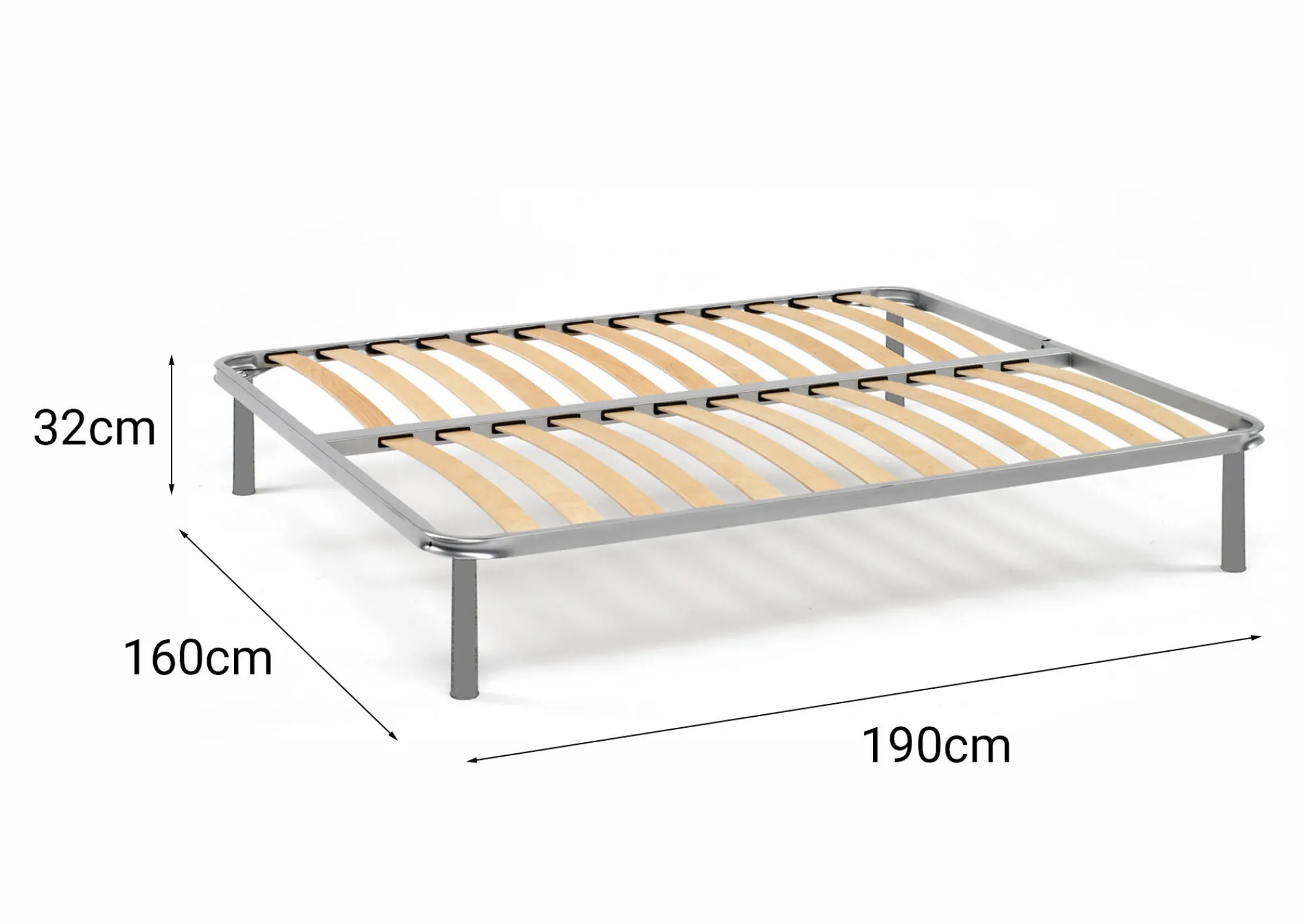 Rete letto matrimoniale Al, 100% Made in Italy, Cm 160x190h 31<Dmora Fashion